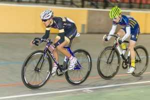 Max Stedman of AW Cycles edges out team mate Joseph Crolla in the A Points Race