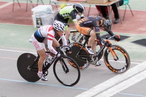 Janet Birkmyre wins the sprint in a tightly fought competition